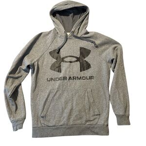 Under Armour Mens Small Gray and Black Logo Hoodie